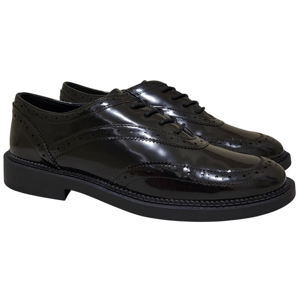 On 34th Women Scheenaa Brogue Wingtip Oxfords Size US 7.5M Black Beauty Patent